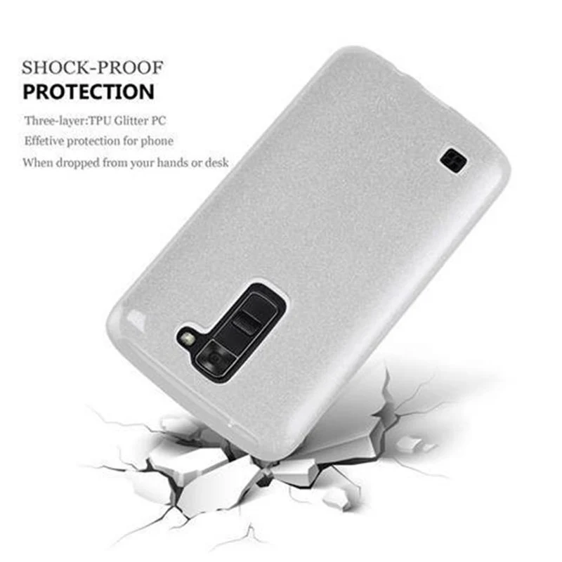 Cadorabo Hülle kompatibel mit LG K7 2016 TPU Silikon und Hard Case Schutzhülle im Glitzer Design