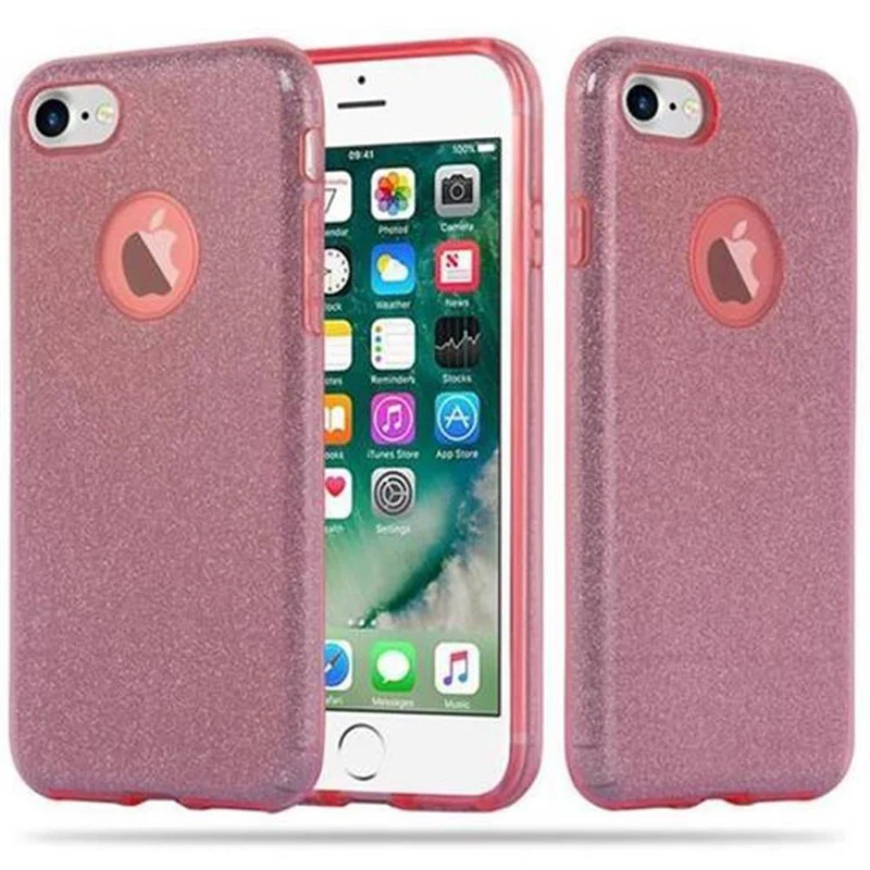 Cadorabo Hülle kompatibel mit Apple iPhone 7 / 7S / 8 / SE 2020 TPU Silikon und Hard Case Schutzhülle im Glitzer Design