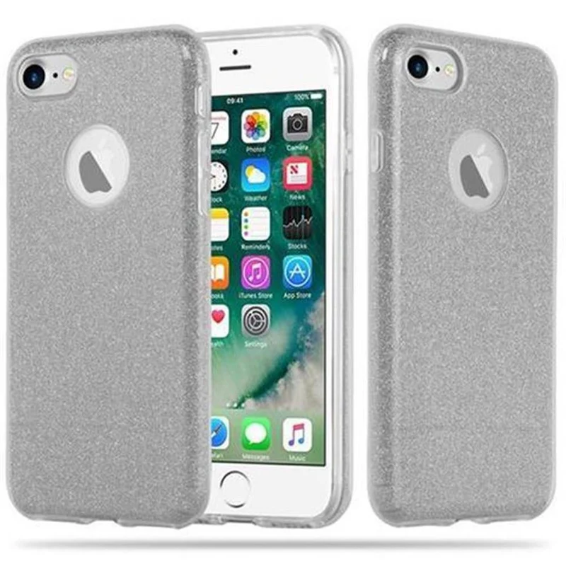 Cadorabo Hülle kompatibel mit Apple iPhone 7 / 7S / 8 / SE 2020 TPU Silikon und Hard Case Schutzhülle im Glitzer Design