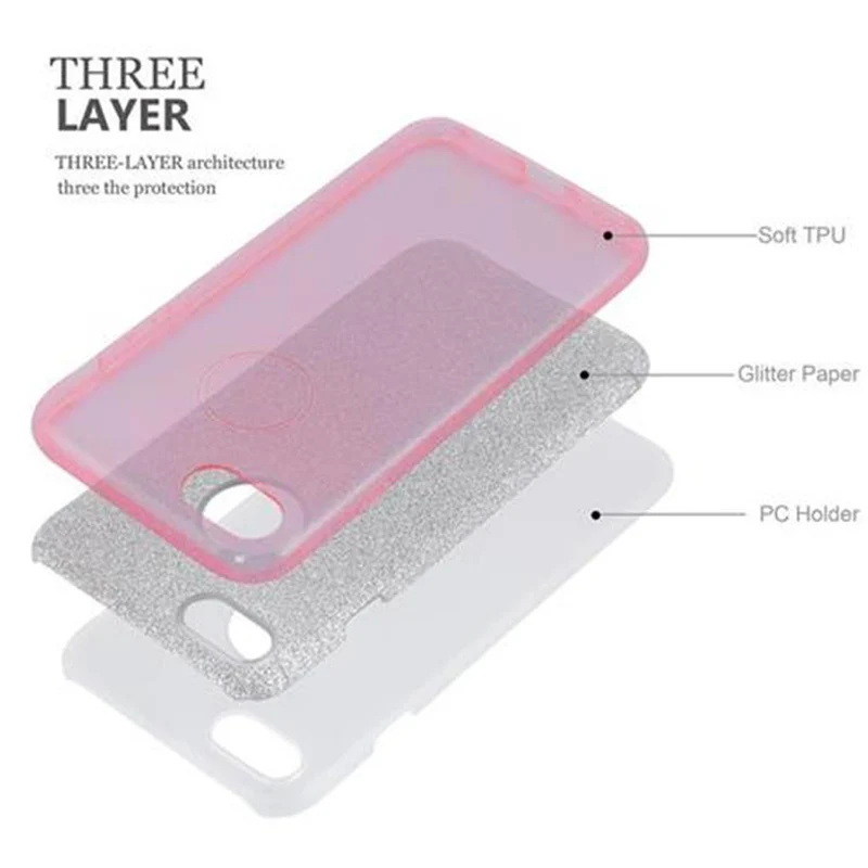 Cadorabo Hülle kompatibel mit Apple iPhone 7 / 7S / 8 / SE 2020 TPU Silikon und Hard Case Schutzhülle im Glitzer Design
