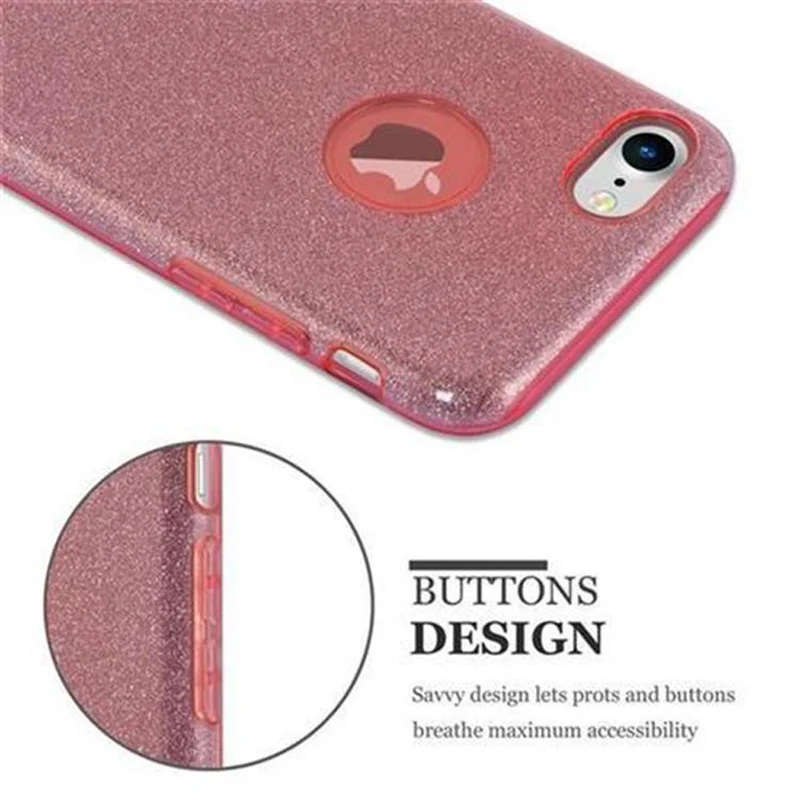 Cadorabo Hülle kompatibel mit Apple iPhone 7 / 7S / 8 / SE 2020 TPU Silikon und Hard Case Schutzhülle im Glitzer Design