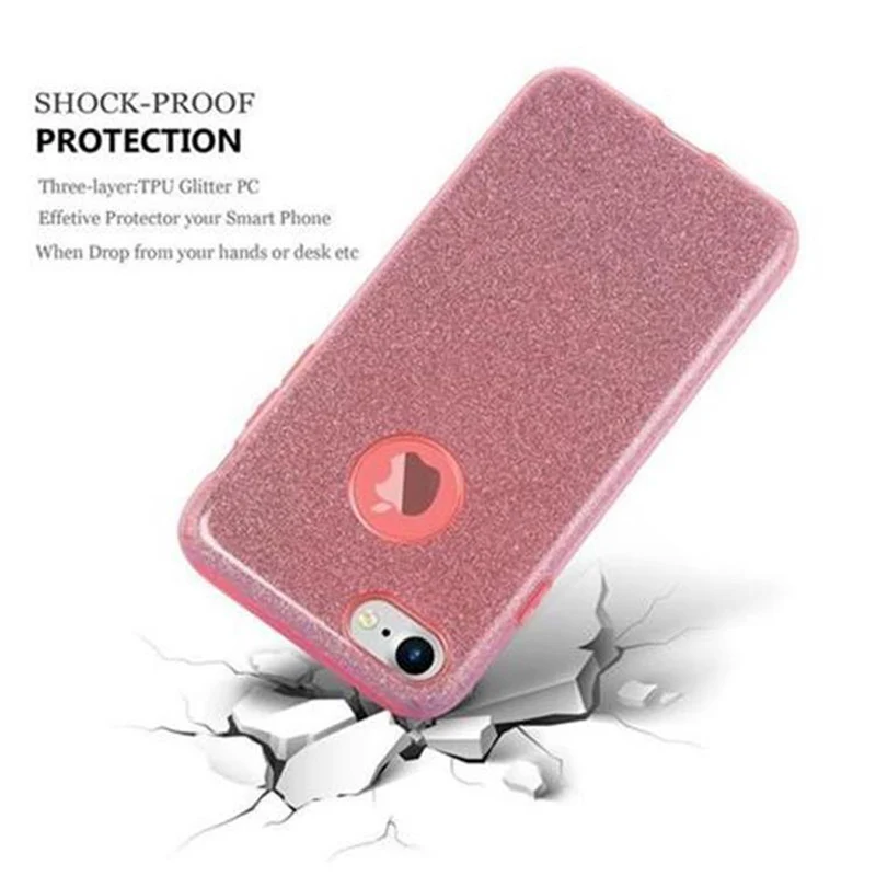 Cadorabo Hülle kompatibel mit Apple iPhone 7 / 7S / 8 / SE 2020 TPU Silikon und Hard Case Schutzhülle im Glitzer Design