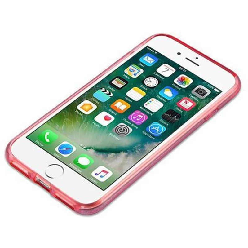 Cadorabo Hülle kompatibel mit Apple iPhone 7 / 7S / 8 / SE 2020 TPU Silikon und Hard Case Schutzhülle im Glitzer Design