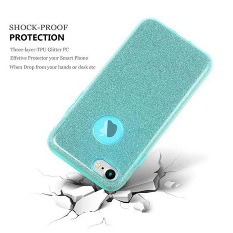 Cadorabo Hülle kompatibel mit Apple iPhone 7 / 7S / 8 / SE 2020 TPU Silikon und Hard Case Schutzhülle im Glitzer Design