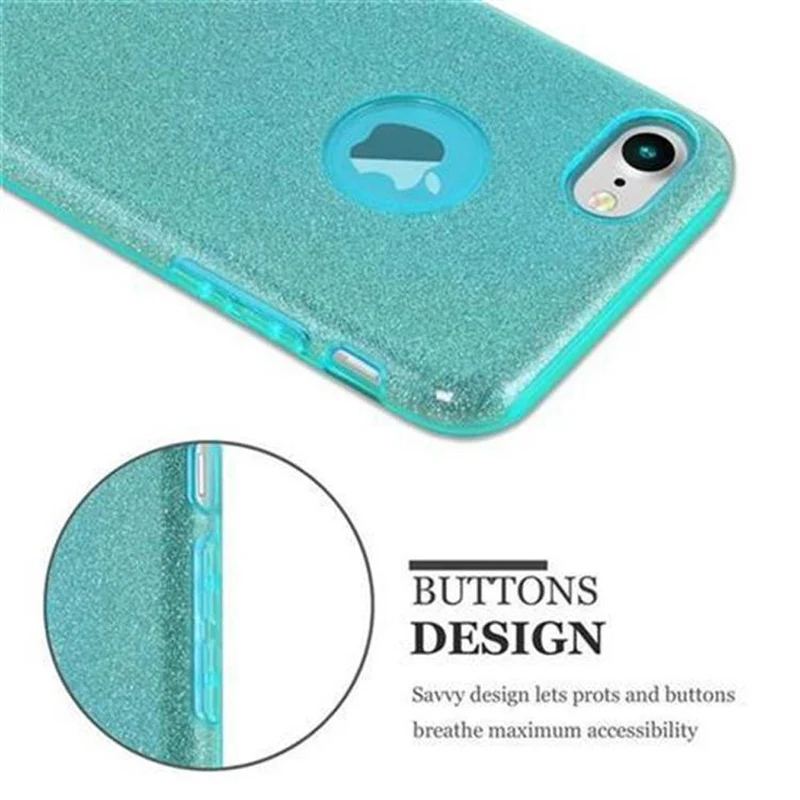 Cadorabo Hülle kompatibel mit Apple iPhone 7 / 7S / 8 / SE 2020 TPU Silikon und Hard Case Schutzhülle im Glitzer Design