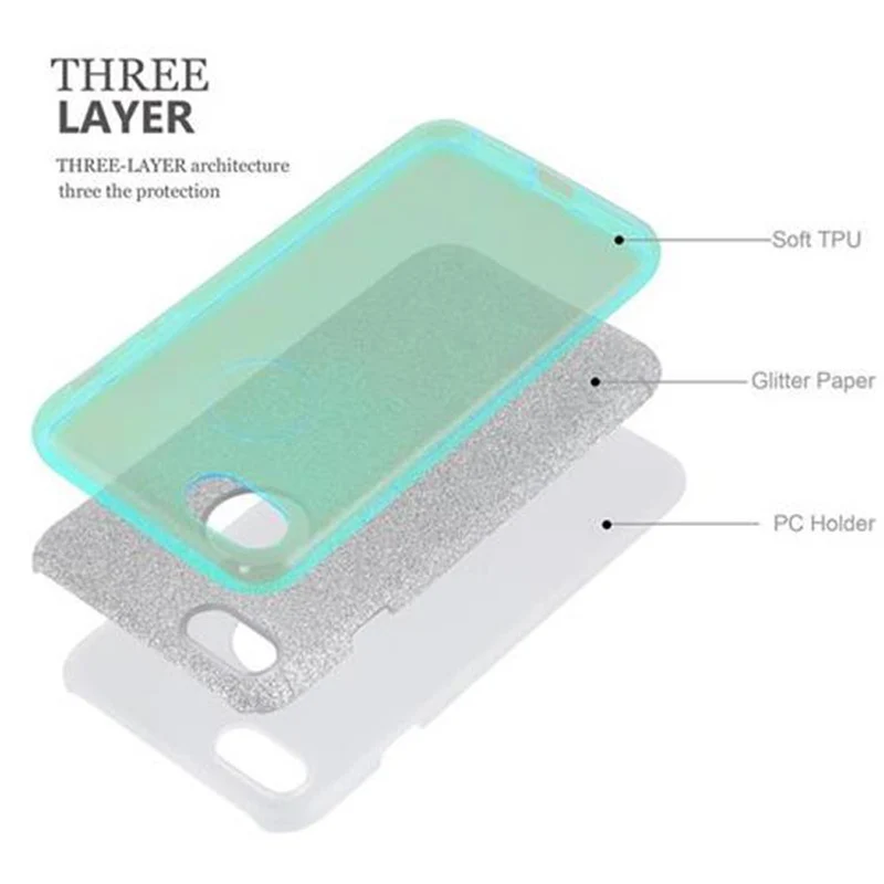Cadorabo Hülle kompatibel mit Apple iPhone 7 / 7S / 8 / SE 2020 TPU Silikon und Hard Case Schutzhülle im Glitzer Design