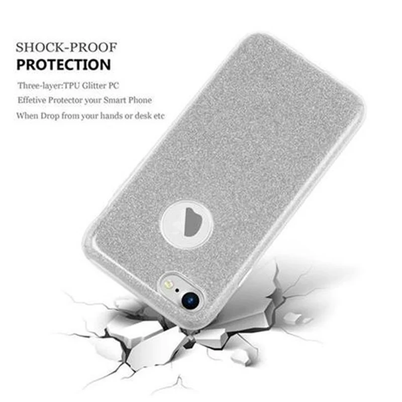 Cadorabo Hülle kompatibel mit Apple iPhone 7 / 7S / 8 / SE 2020 TPU Silikon und Hard Case Schutzhülle im Glitzer Design