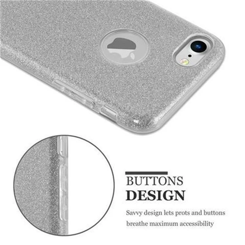Cadorabo Hülle kompatibel mit Apple iPhone 7 / 7S / 8 / SE 2020 TPU Silikon und Hard Case Schutzhülle im Glitzer Design