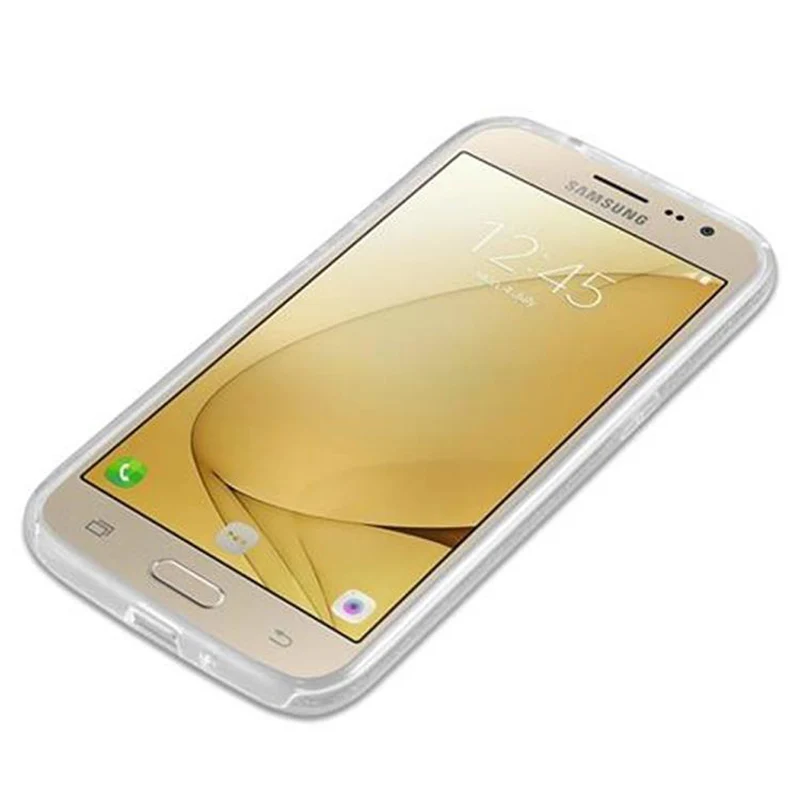 Cadorabo Hülle kompatibel mit Samsung Galaxy J2 2016 TPU Silikon und Hard Case Schutzhülle im Glitzer Design