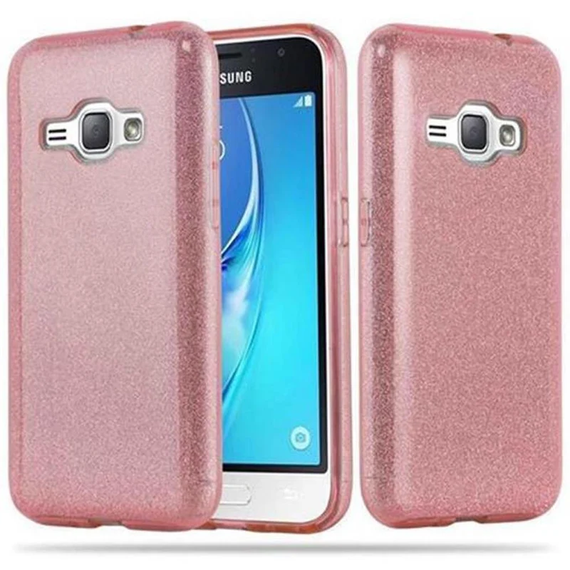Cadorabo Hülle kompatibel mit Samsung Galaxy J1 2016 TPU Silikon und Hard Case Schutzhülle im Glitzer Design