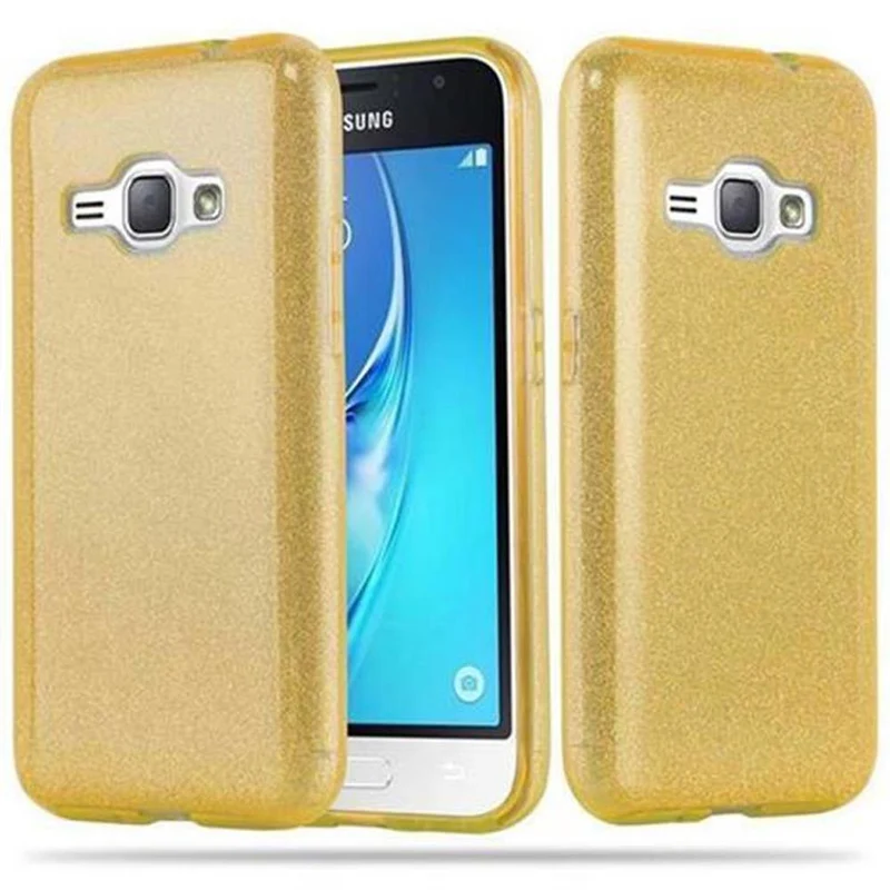 Cadorabo Hülle kompatibel mit Samsung Galaxy J1 2016 TPU Silikon und Hard Case Schutzhülle im Glitzer Design