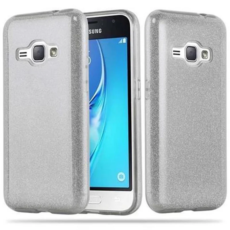 Cadorabo Hülle kompatibel mit Samsung Galaxy J1 2016 TPU Silikon und Hard Case Schutzhülle im Glitzer Design