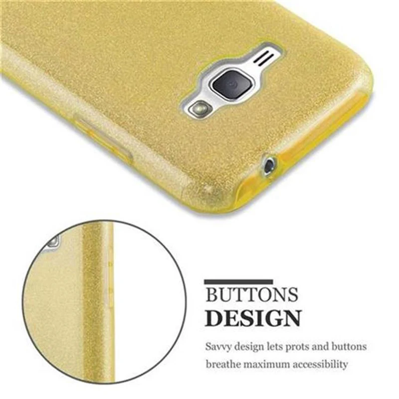 Cadorabo Hülle kompatibel mit Samsung Galaxy J1 2016 TPU Silikon und Hard Case Schutzhülle im Glitzer Design