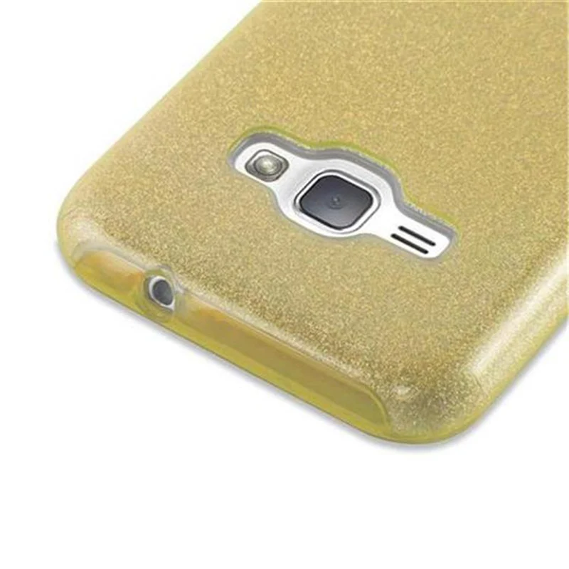 Cadorabo Hülle kompatibel mit Samsung Galaxy J1 2016 TPU Silikon und Hard Case Schutzhülle im Glitzer Design