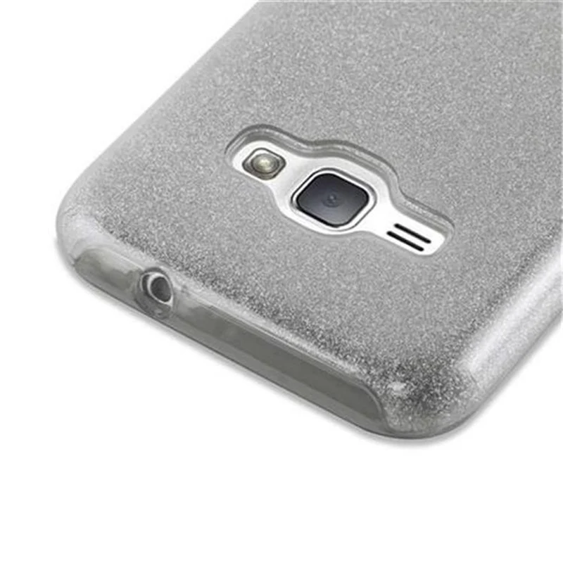 Cadorabo Hülle kompatibel mit Samsung Galaxy J1 2016 TPU Silikon und Hard Case Schutzhülle im Glitzer Design