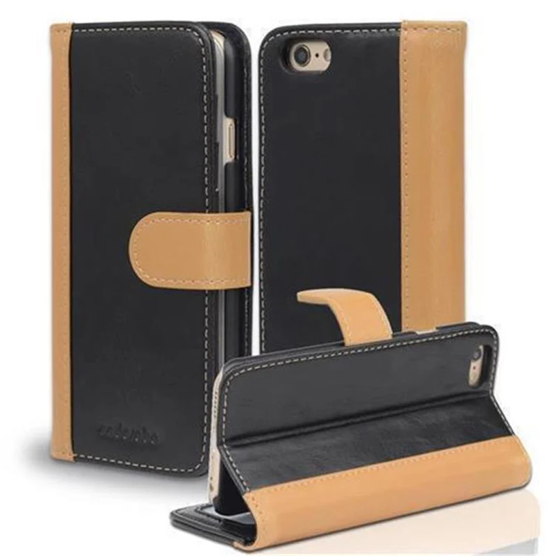 Cadorabo Hülle kompatibel mit Apple iPhone 6 / 6S Schutzhülle mit Standfunktion und Kartenfach im zweifarbigen Design