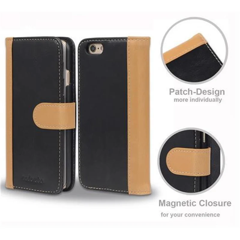Cadorabo Hülle kompatibel mit Apple iPhone 6 / 6S Schutzhülle mit Standfunktion und Kartenfach im zweifarbigen Design