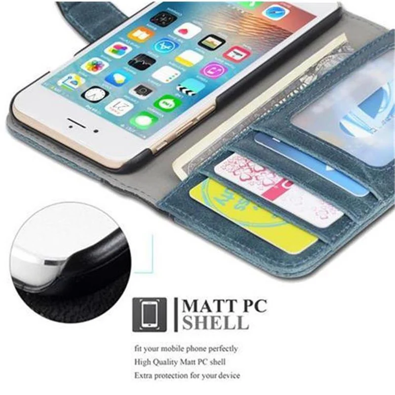 Cadorabo Hülle kompatibel mit Apple iPhone 6 / 6S Schutzhülle mit Standfunktion und Kartenfach im zweifarbigen Design