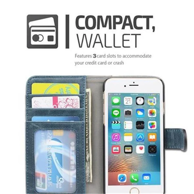 Cadorabo Hülle kompatibel mit Apple iPhone 6 / 6S Schutzhülle mit Standfunktion und Kartenfach im zweifarbigen Design