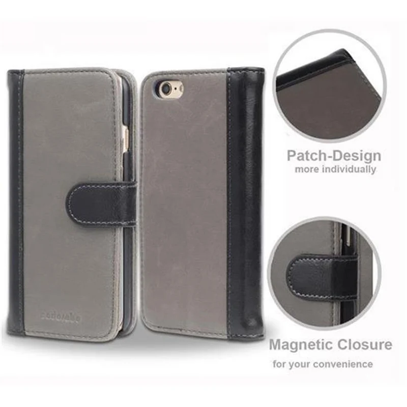 Cadorabo Hülle kompatibel mit Apple iPhone 6 / 6S Schutzhülle mit Standfunktion und Kartenfach im zweifarbigen Design