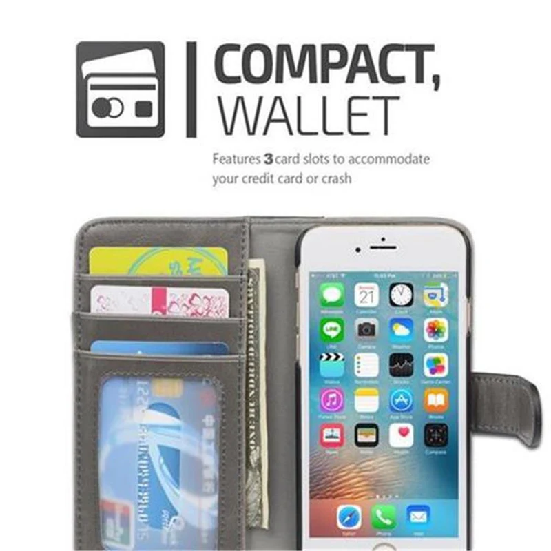 Cadorabo Hülle kompatibel mit Apple iPhone 6 / 6S Schutzhülle mit Standfunktion und Kartenfach im zweifarbigen Design