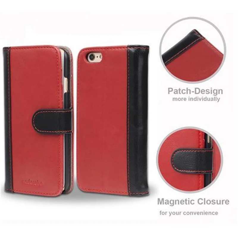 Cadorabo Hülle kompatibel mit Apple iPhone 6 / 6S Schutzhülle mit Standfunktion und Kartenfach im zweifarbigen Design