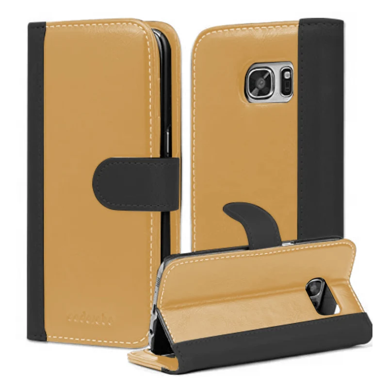 Cadorabo Hülle kompatibel mit Samsung Galaxy S7 Schutzhülle mit Standfunktion und Kartenfach im zweifarbigen Design