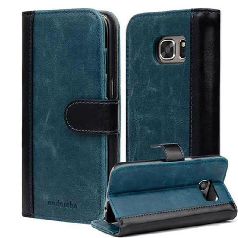 Cadorabo Hülle kompatibel mit Samsung Galaxy S7 Schutzhülle mit Standfunktion und Kartenfach im zweifarbigen Design