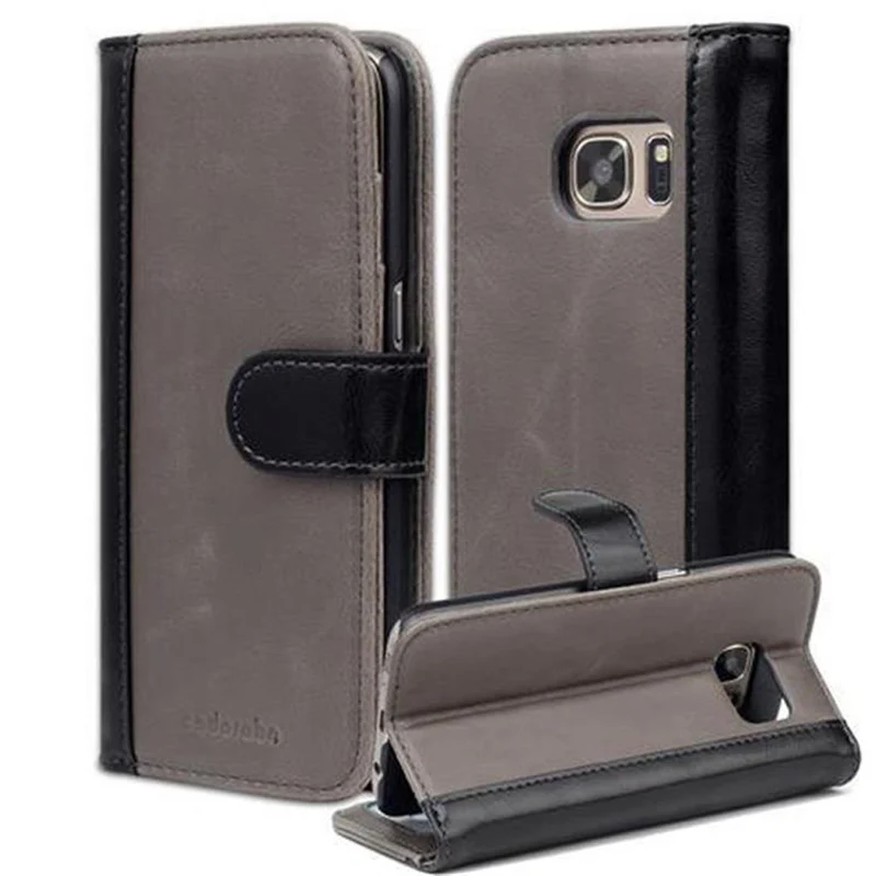 Cadorabo Hülle kompatibel mit Samsung Galaxy S7 Schutzhülle mit Standfunktion und Kartenfach im zweifarbigen Design