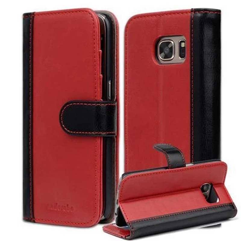 Cadorabo Hülle kompatibel mit Samsung Galaxy S7 Schutzhülle mit Standfunktion und Kartenfach im zweifarbigen Design