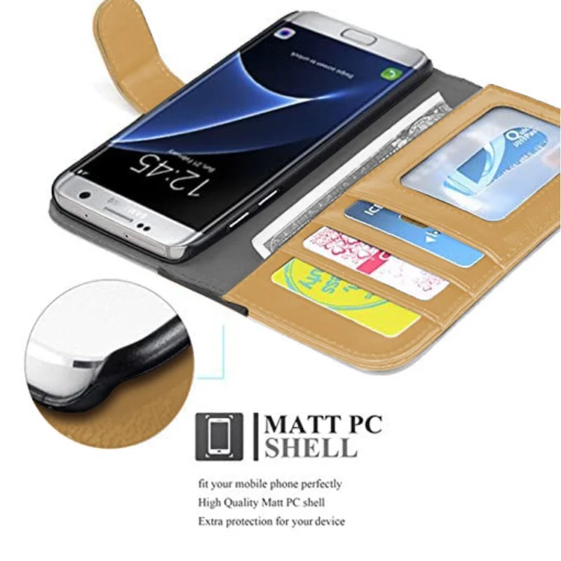 Cadorabo Hülle kompatibel mit Samsung Galaxy S7 Schutzhülle mit Standfunktion und Kartenfach im zweifarbigen Design