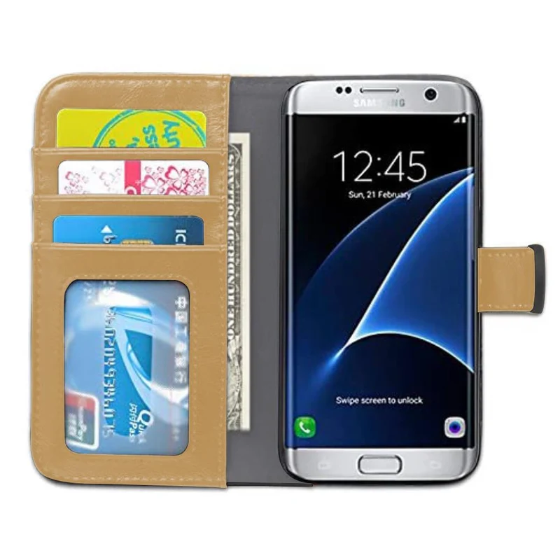 Cadorabo Hülle kompatibel mit Samsung Galaxy S7 Schutzhülle mit Standfunktion und Kartenfach im zweifarbigen Design