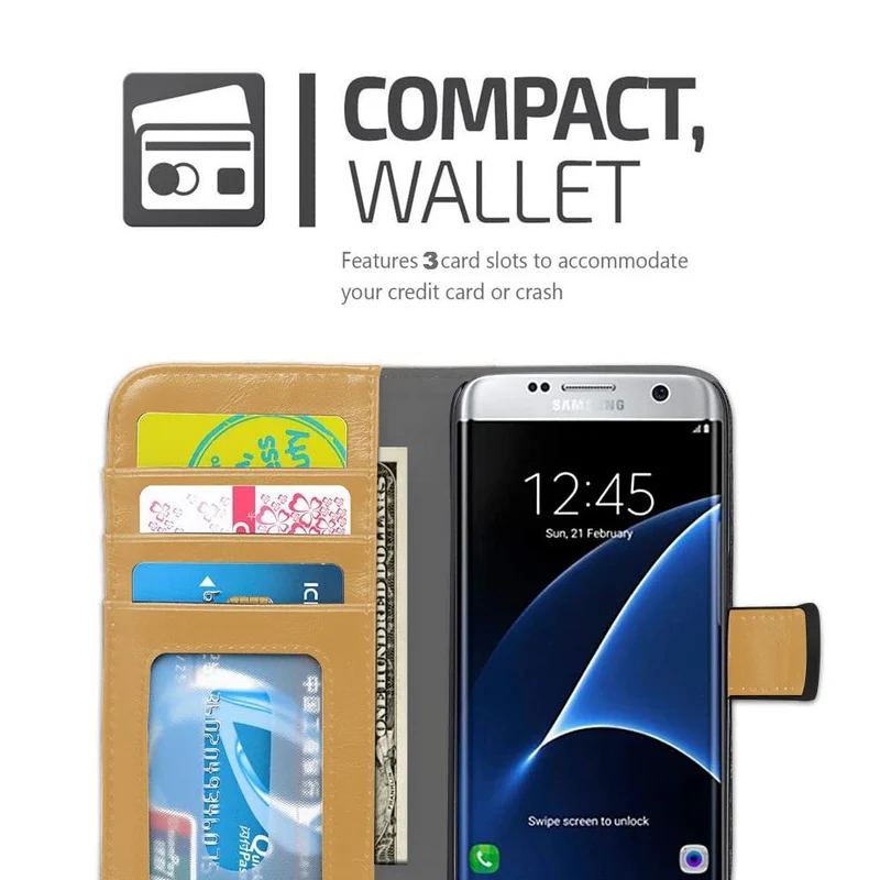 Cadorabo Hülle kompatibel mit Samsung Galaxy S7 Schutzhülle mit Standfunktion und Kartenfach im zweifarbigen Design