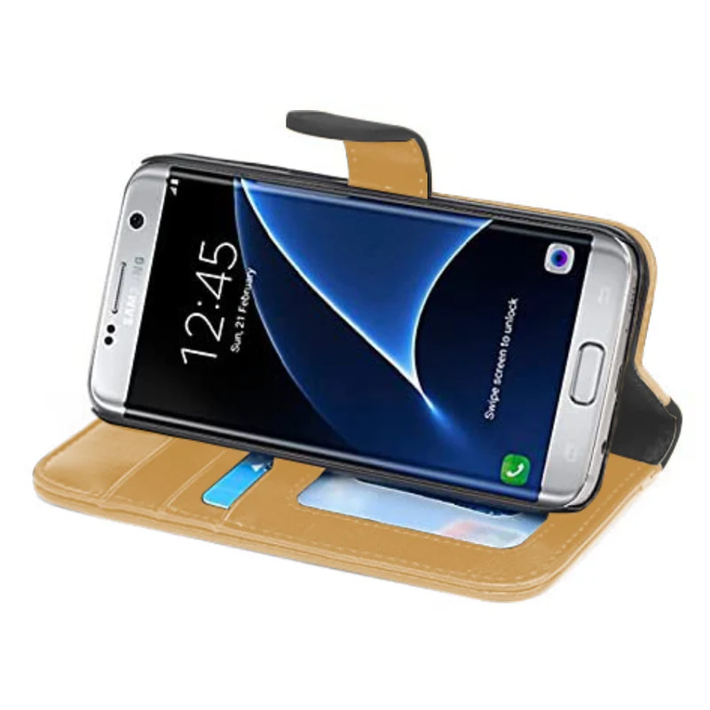 Cadorabo Hülle kompatibel mit Samsung Galaxy S7 Schutzhülle mit Standfunktion und Kartenfach im zweifarbigen Design