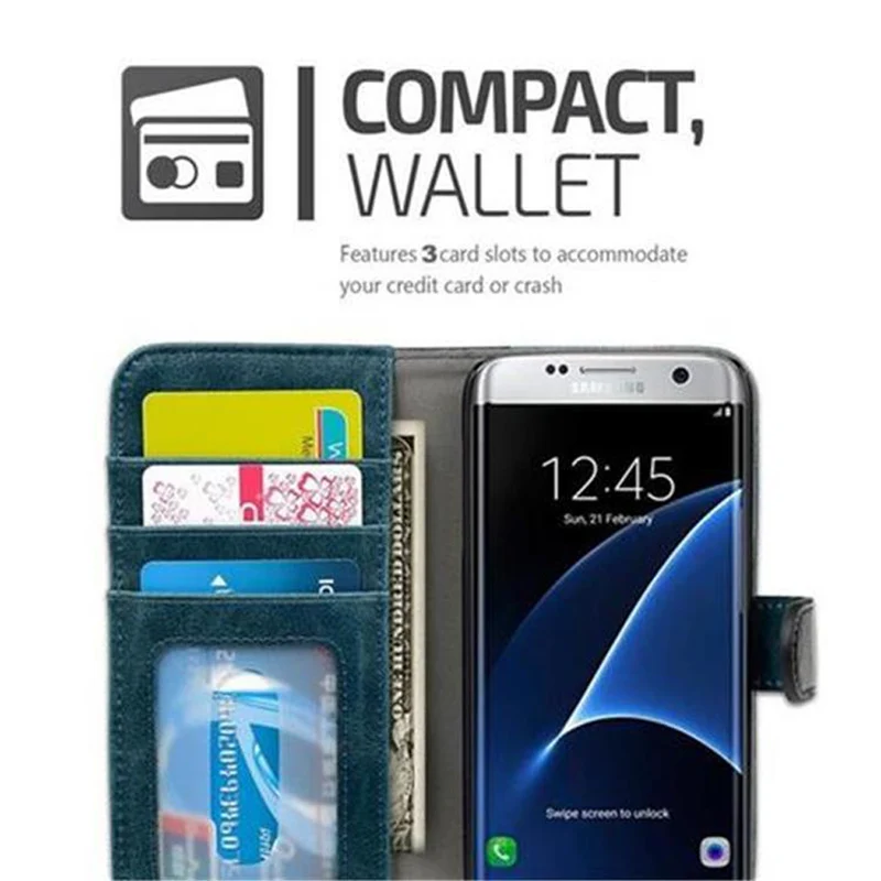 Cadorabo Hülle kompatibel mit Samsung Galaxy S7 Schutzhülle mit Standfunktion und Kartenfach im zweifarbigen Design