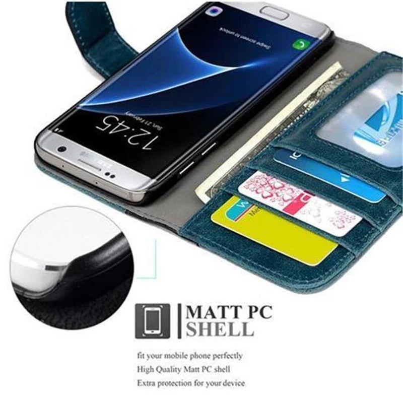 Cadorabo Hülle kompatibel mit Samsung Galaxy S7 Schutzhülle mit Standfunktion und Kartenfach im zweifarbigen Design