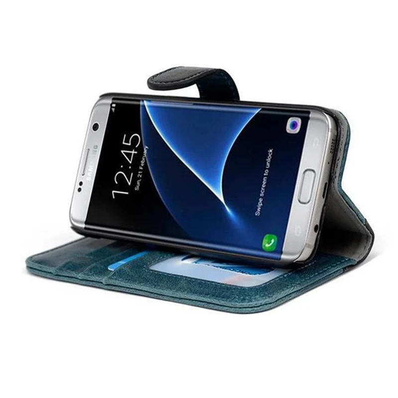 Cadorabo Hülle kompatibel mit Samsung Galaxy S7 Schutzhülle mit Standfunktion und Kartenfach im zweifarbigen Design