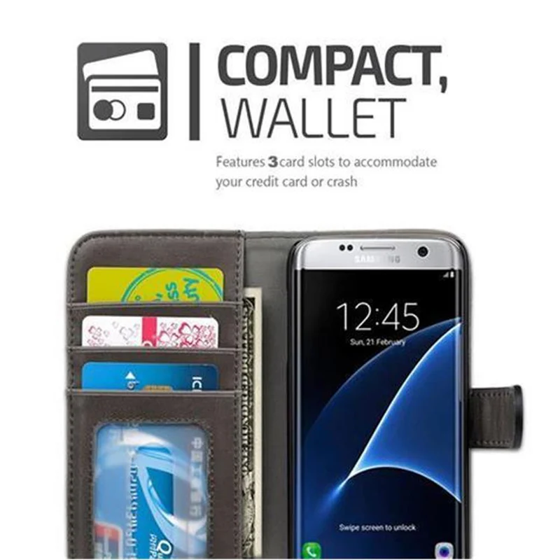Cadorabo Hülle kompatibel mit Samsung Galaxy S7 Schutzhülle mit Standfunktion und Kartenfach im zweifarbigen Design