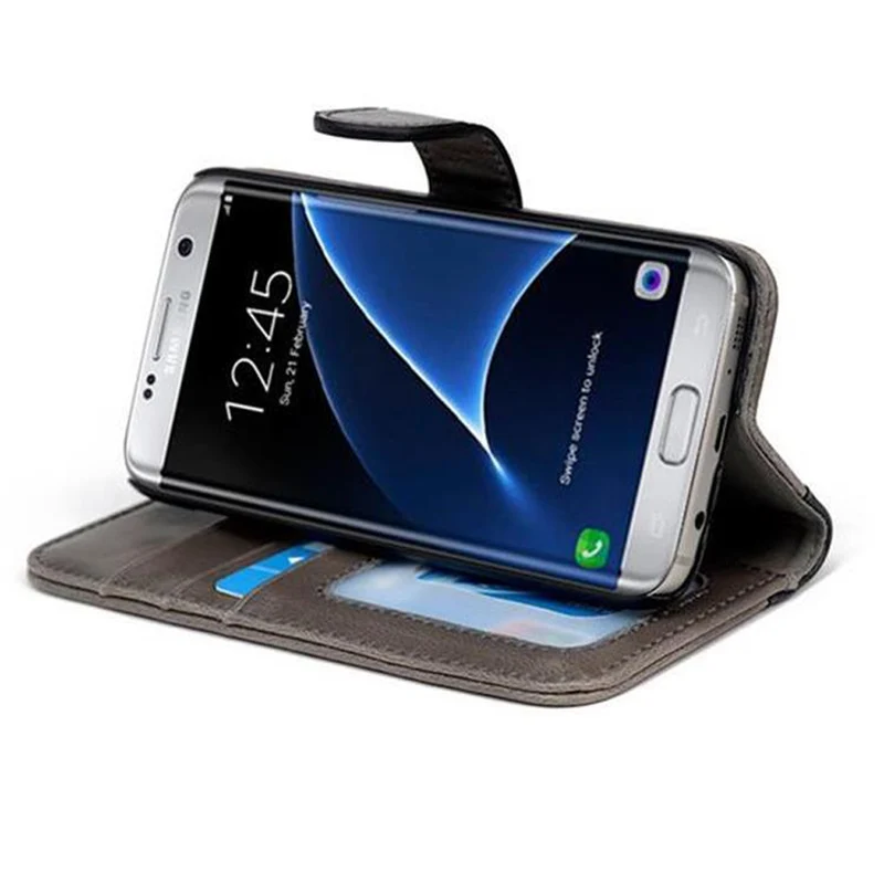 Cadorabo Hülle kompatibel mit Samsung Galaxy S7 Schutzhülle mit Standfunktion und Kartenfach im zweifarbigen Design