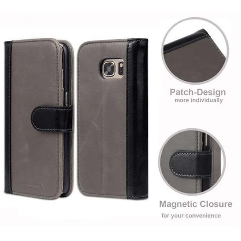 Cadorabo Hülle kompatibel mit Samsung Galaxy S7 Schutzhülle mit Standfunktion und Kartenfach im zweifarbigen Design