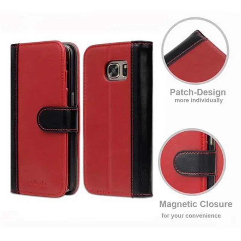 Cadorabo Hülle kompatibel mit Samsung Galaxy S7 Schutzhülle mit Standfunktion und Kartenfach im zweifarbigen Design