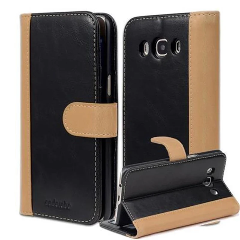 Cadorabo Hülle kompatibel mit Samsung Galaxy J5 2016 Schutzhülle mit Standfunktion und Kartenfach im zweifarbigen Design