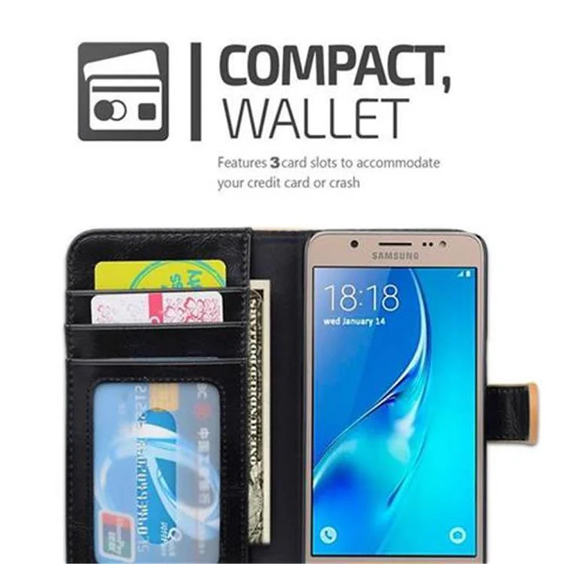Cadorabo Hülle kompatibel mit Samsung Galaxy J5 2016 Schutzhülle mit Standfunktion und Kartenfach im zweifarbigen Design