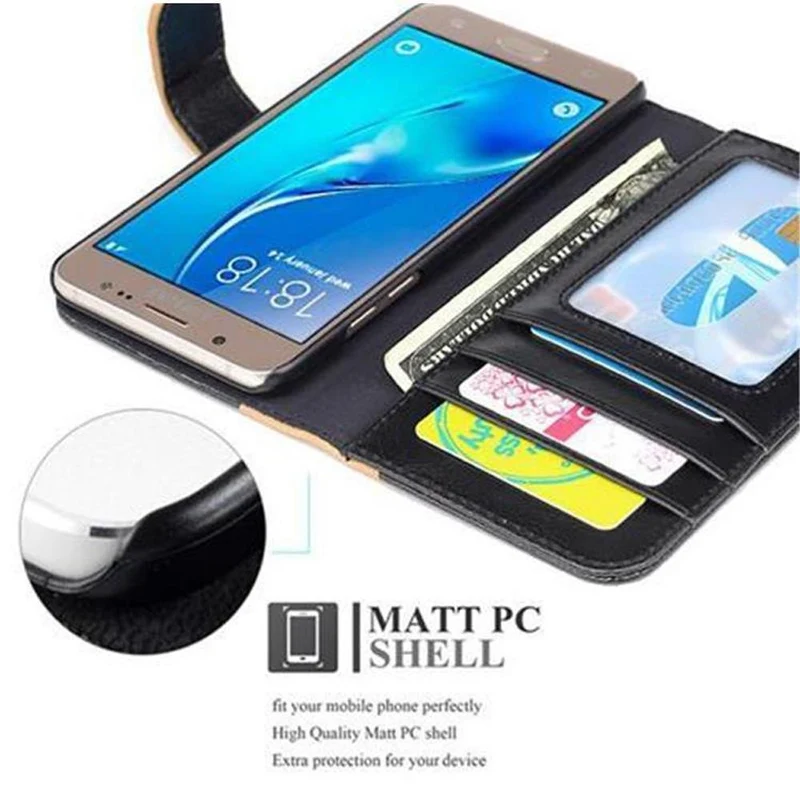 Cadorabo Hülle kompatibel mit Samsung Galaxy J5 2016 Schutzhülle mit Standfunktion und Kartenfach im zweifarbigen Design
