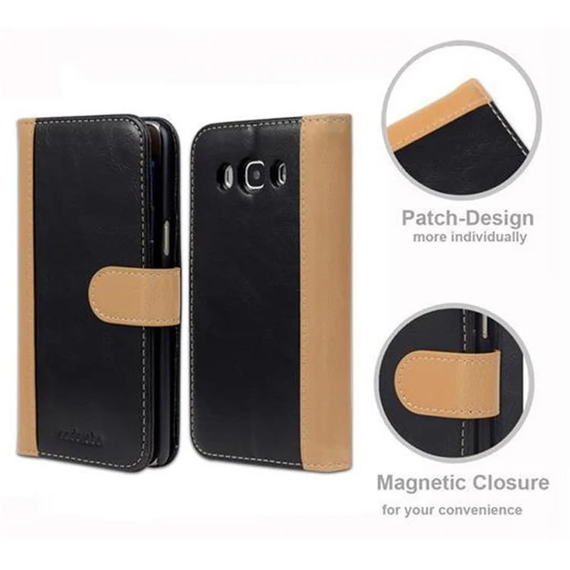 Cadorabo Hülle kompatibel mit Samsung Galaxy J5 2016 Schutzhülle mit Standfunktion und Kartenfach im zweifarbigen Design