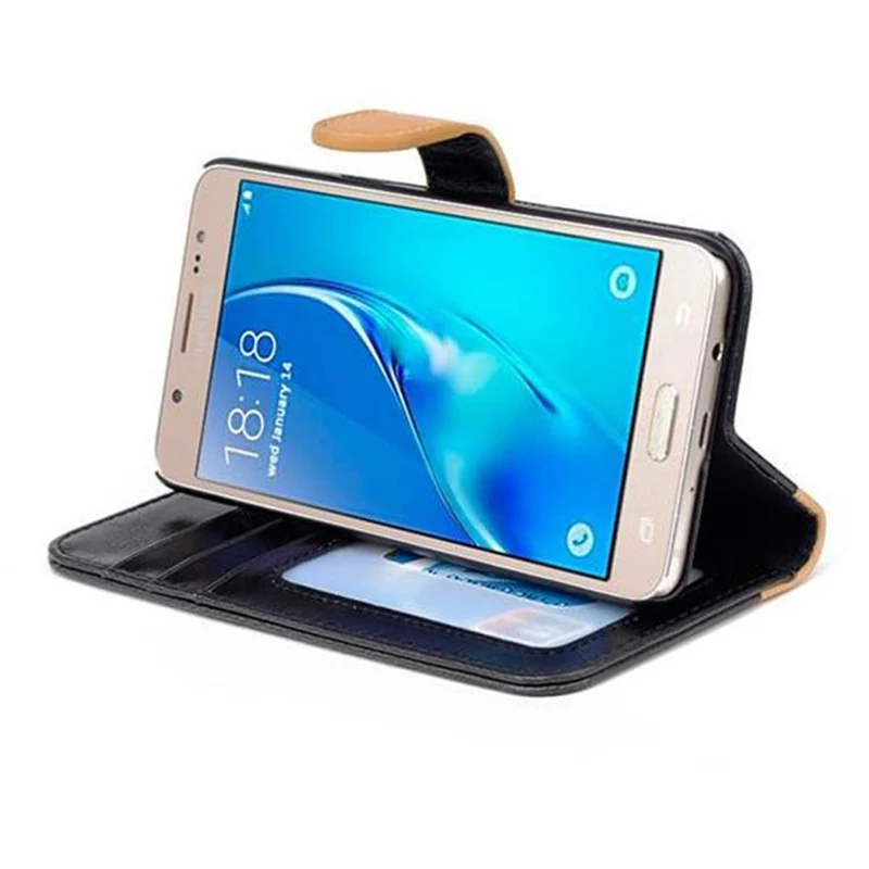 Cadorabo Hülle kompatibel mit Samsung Galaxy J5 2016 Schutzhülle mit Standfunktion und Kartenfach im zweifarbigen Design