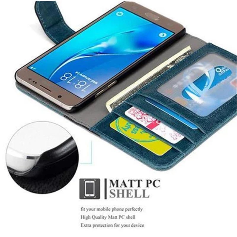 Cadorabo Hülle kompatibel mit Samsung Galaxy J5 2016 Schutzhülle mit Standfunktion und Kartenfach im zweifarbigen Design