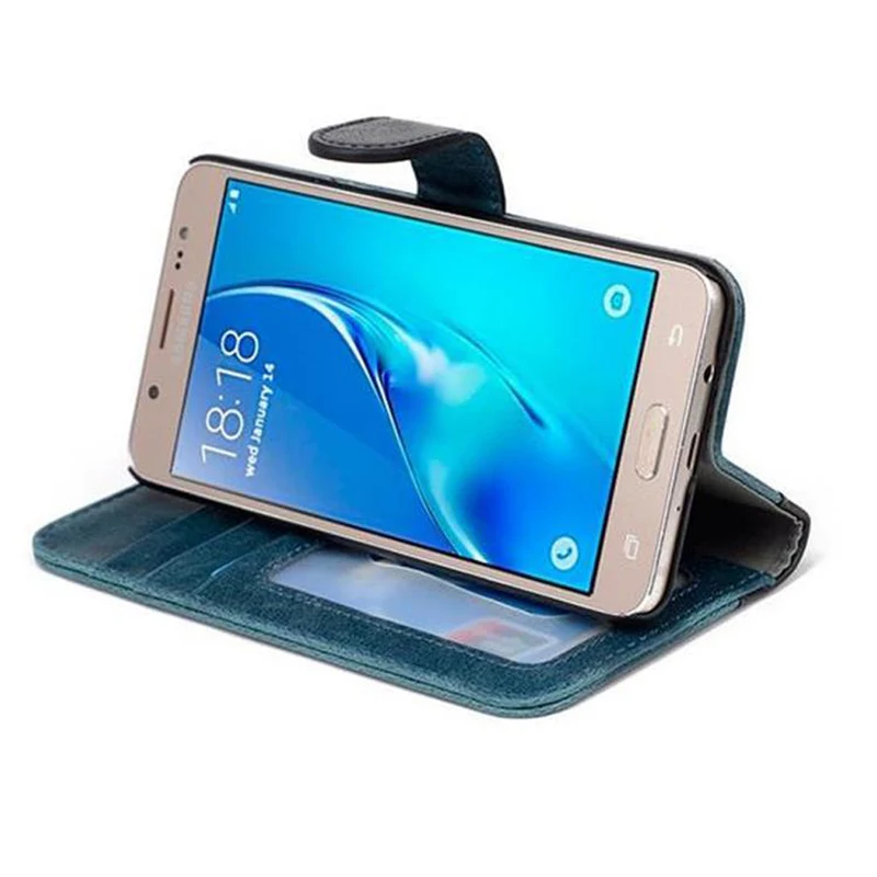 Cadorabo Hülle kompatibel mit Samsung Galaxy J5 2016 Schutzhülle mit Standfunktion und Kartenfach im zweifarbigen Design