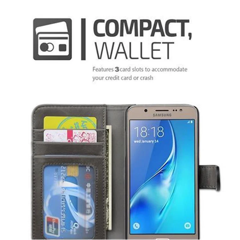 Cadorabo Hülle kompatibel mit Samsung Galaxy J5 2016 Schutzhülle mit Standfunktion und Kartenfach im zweifarbigen Design