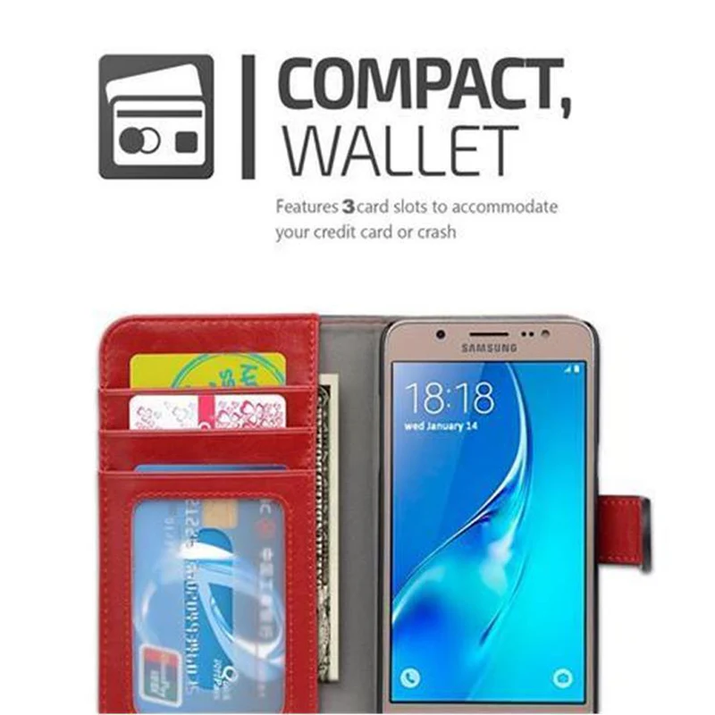 Cadorabo Hülle kompatibel mit Samsung Galaxy J5 2016 Schutzhülle mit Standfunktion und Kartenfach im zweifarbigen Design